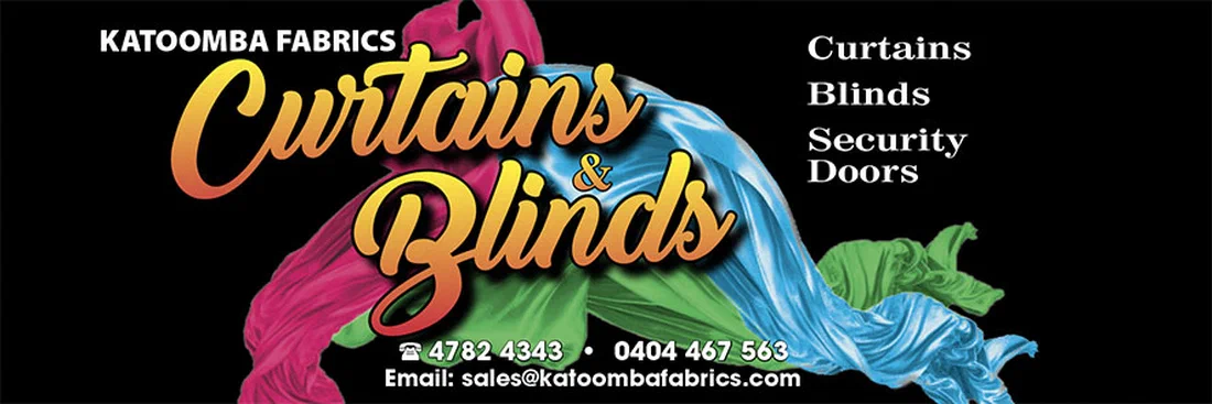 Katoomba Fabrics — Curtains & Blinds. Curtains, blinds, security doors.